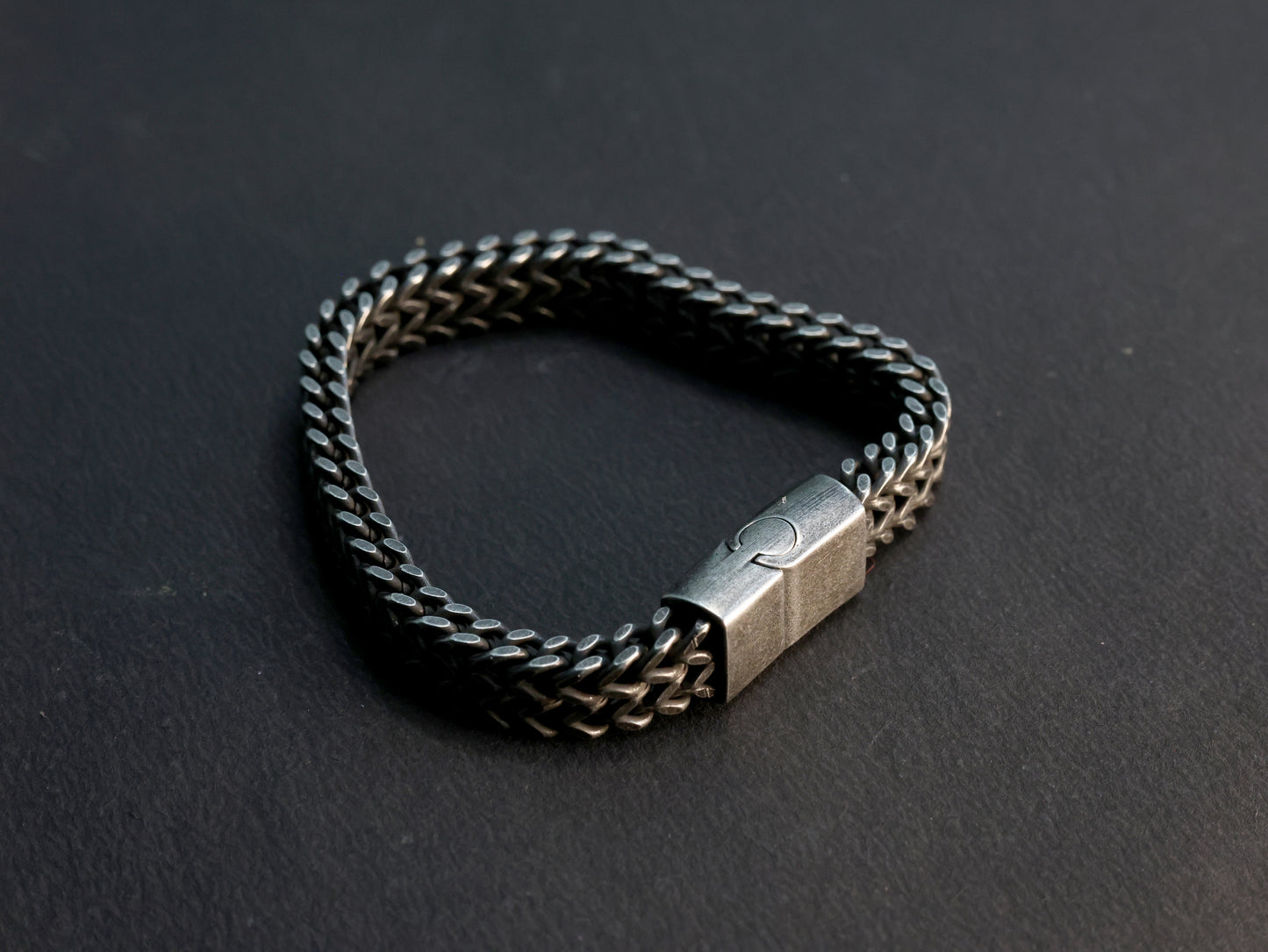 Charcoal black chain bracelet for men