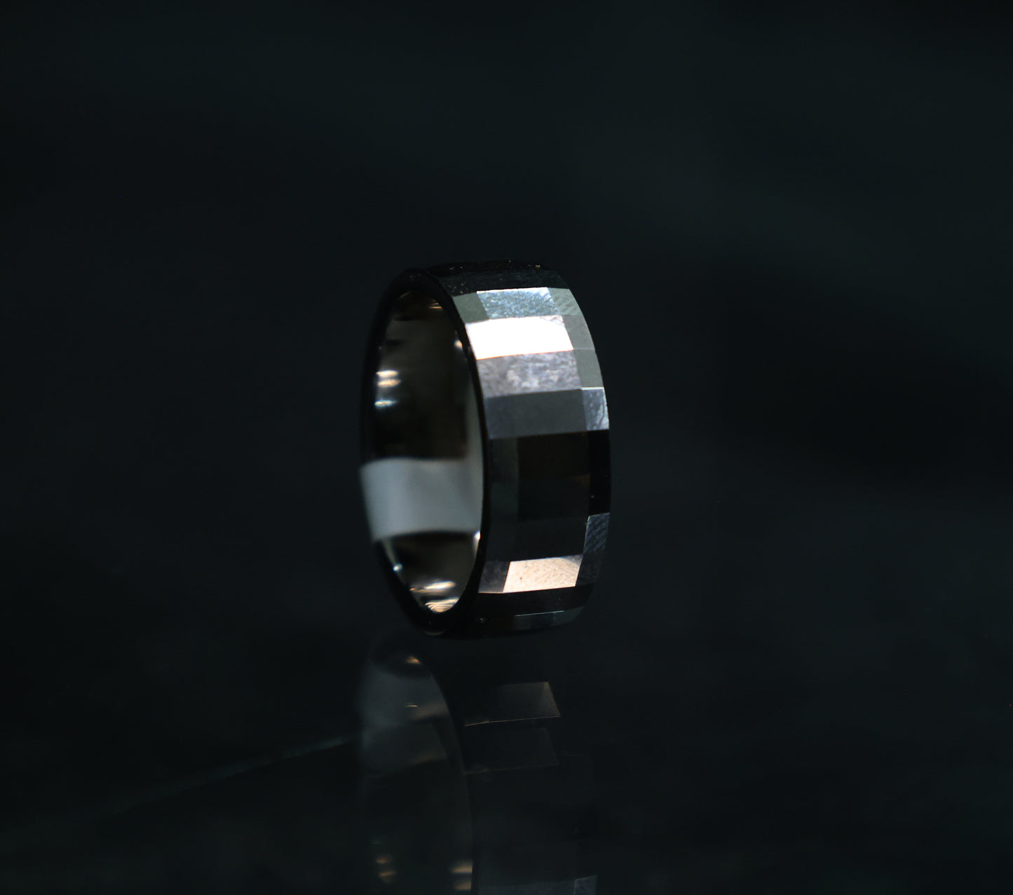 Silver pixel ring band for men
