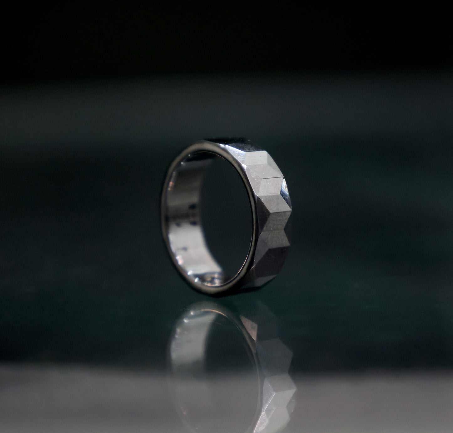 Silver pixel ring band for men