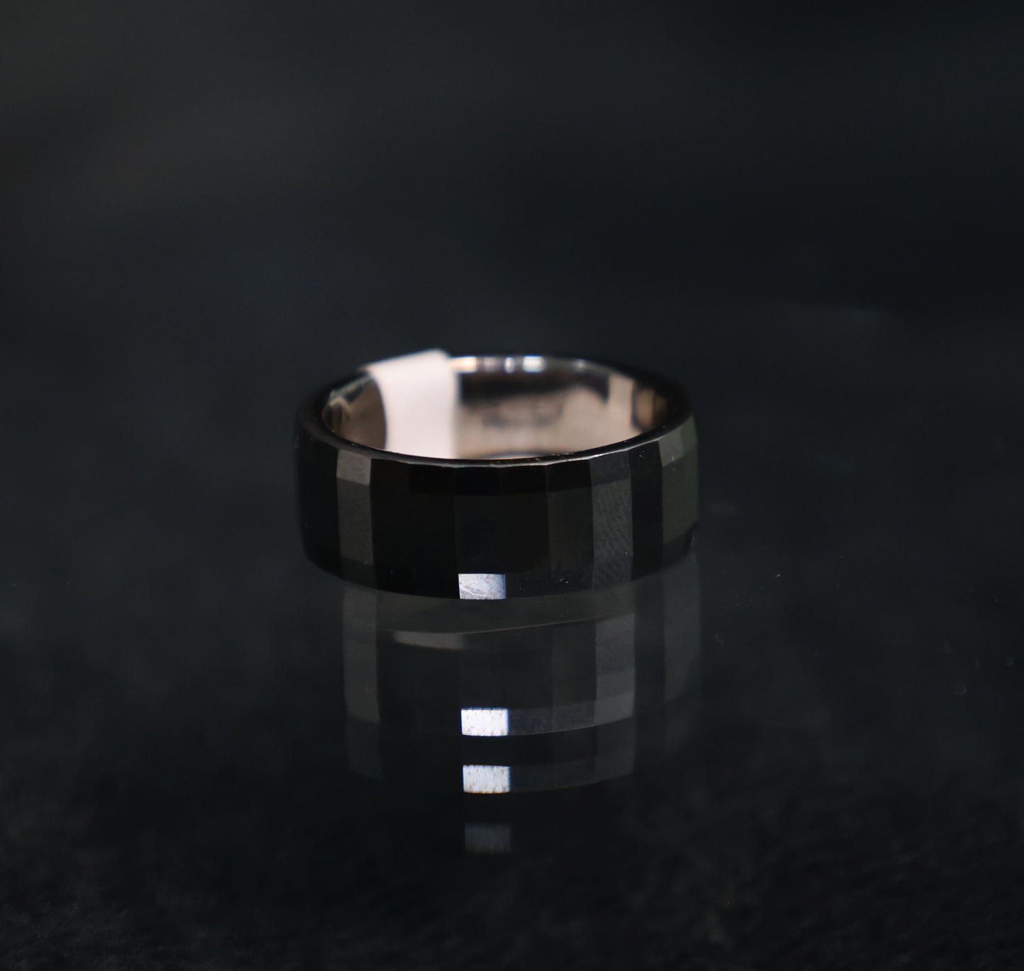 Silver pixel ring band for men