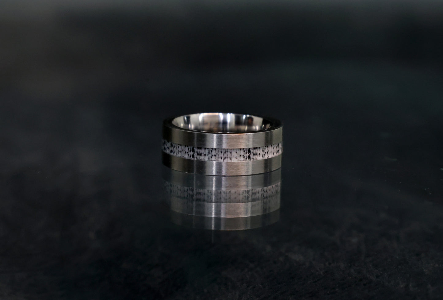 Metallica silver striped ring band for men