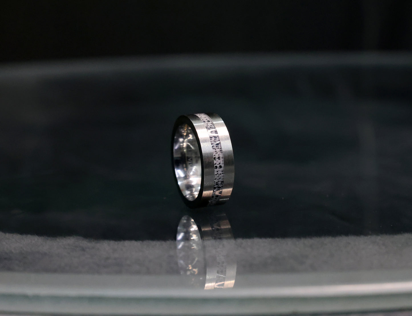 Metallica silver striped ring band for men