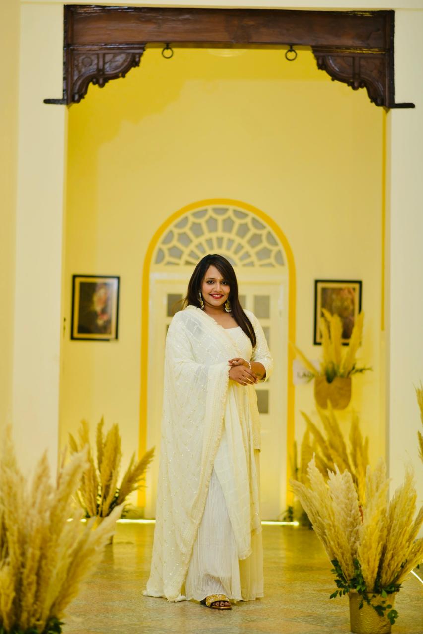 Radiant reflection sharara with short kurta and dupatta set