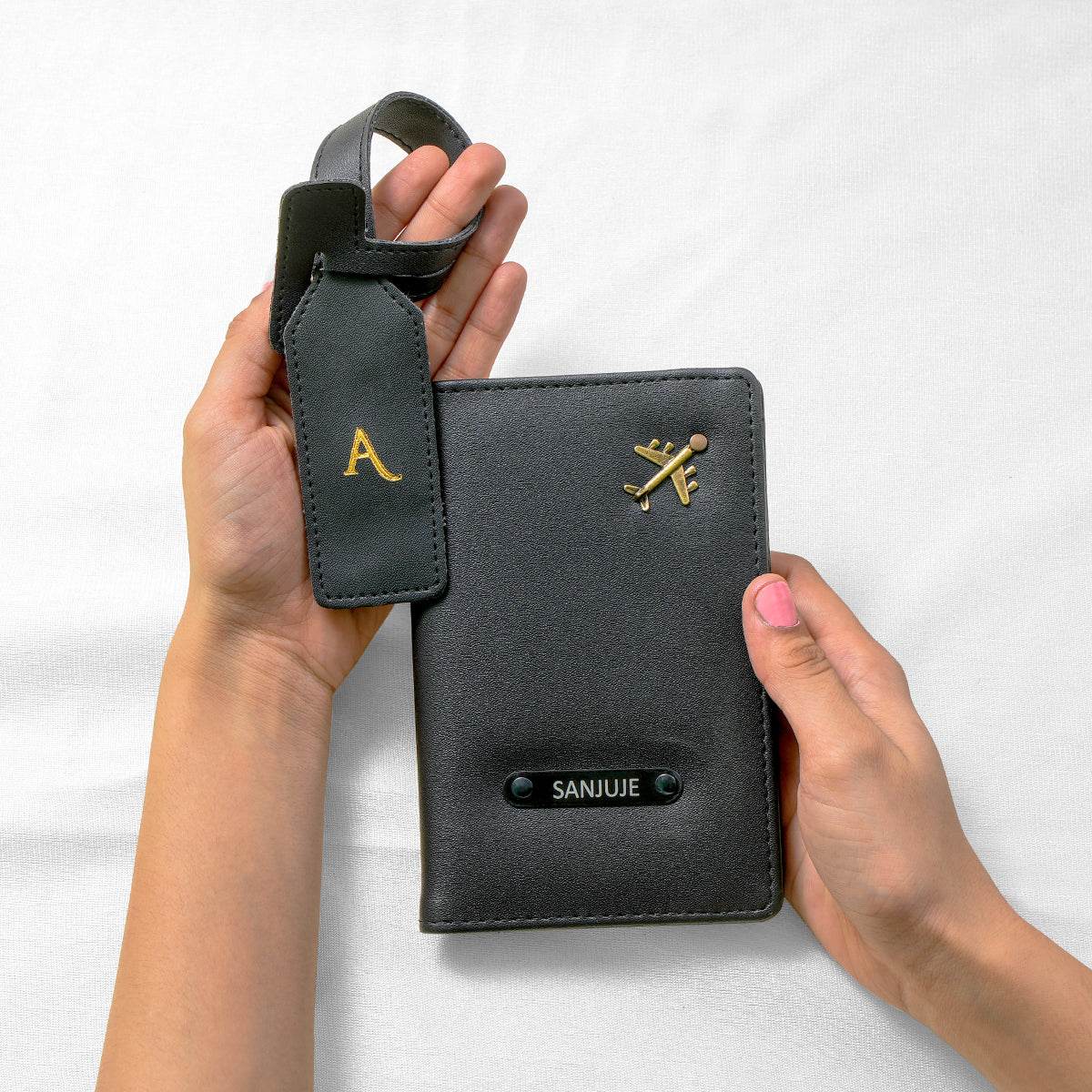 Charcoal Black Passport Protector with Luggage Tag