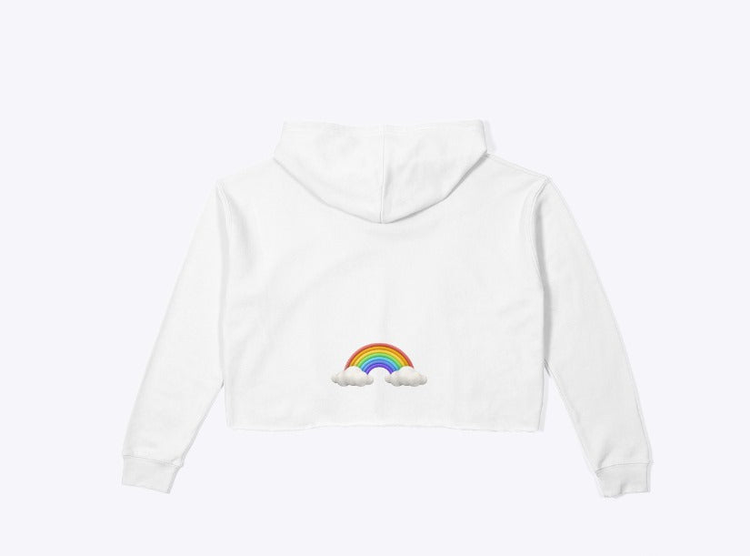 Young wild free crop hoodie white fleece material