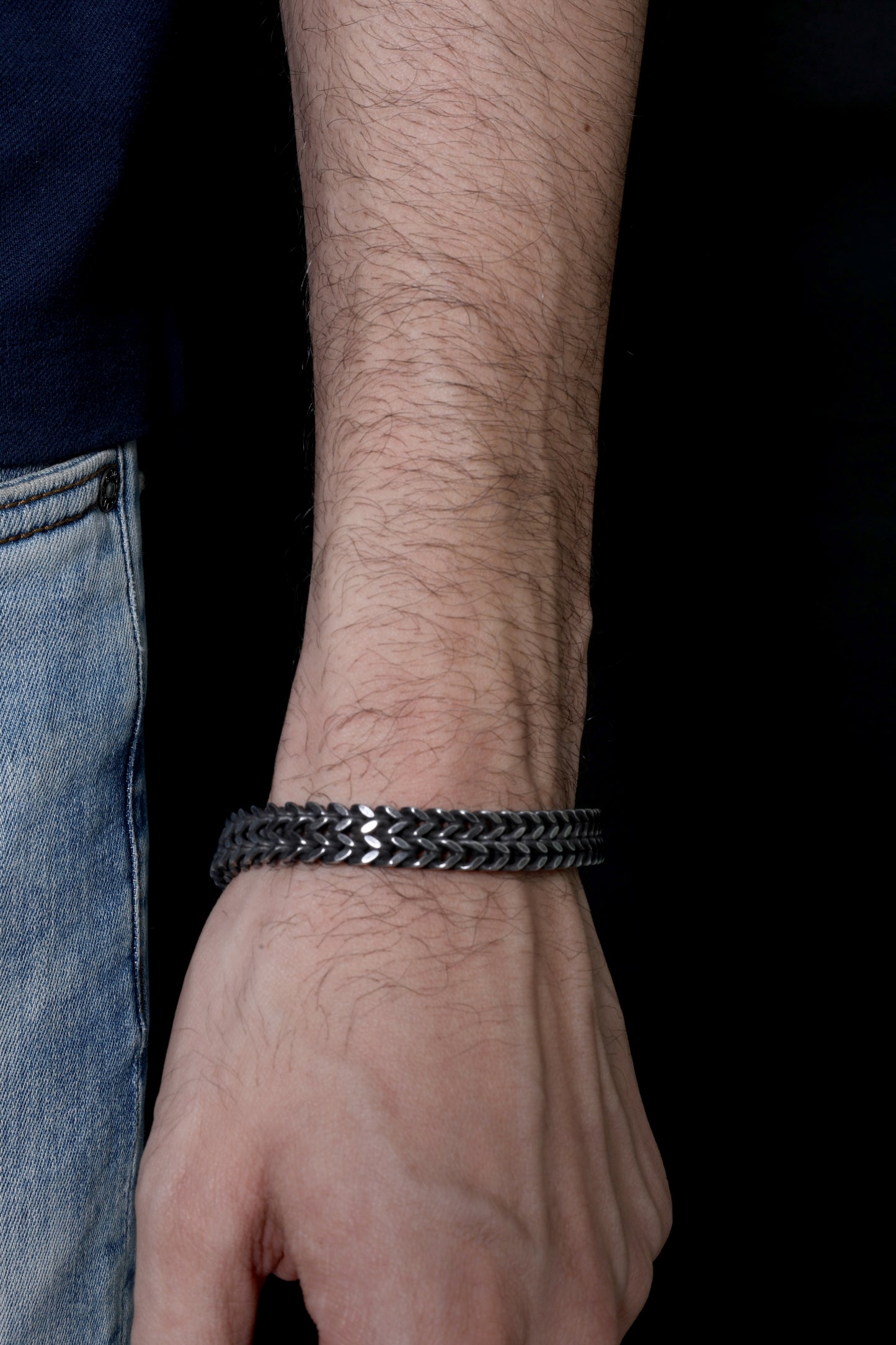 Charcoal black chain bracelet for men