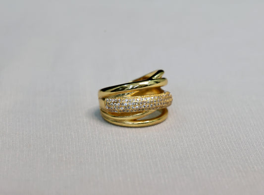 Embellished gold layered ring for women