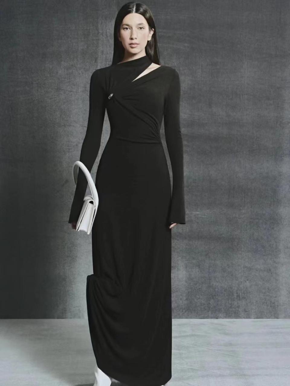 Full sleeve Neck cut long dress