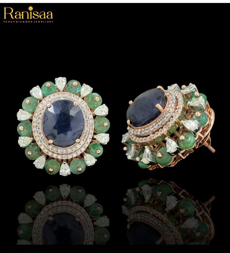 Classic 14kt earing with beautiful gemstone, enhanced by dazzling natural diamonds