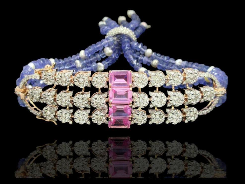 Elegant 14kt braclet showcasing radiant gemstone enhanced with dazzling natural diamonds