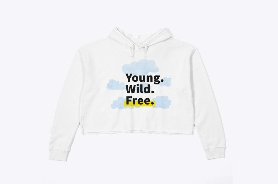 Young wild free crop hoodie white fleece material