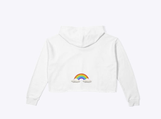 Young wild free crop hoodie white fleece material