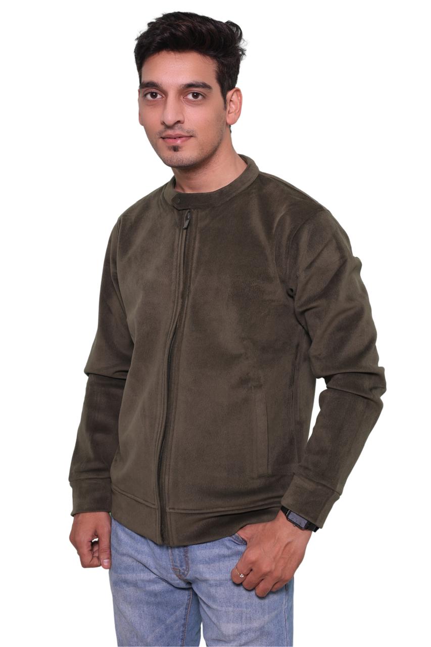 Suede Olive Green zipper jacket