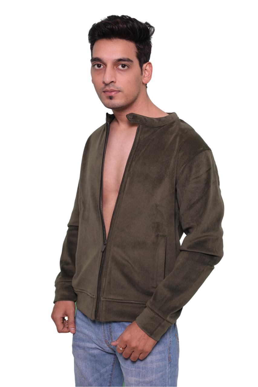 Suede Olive Green zipper jacket