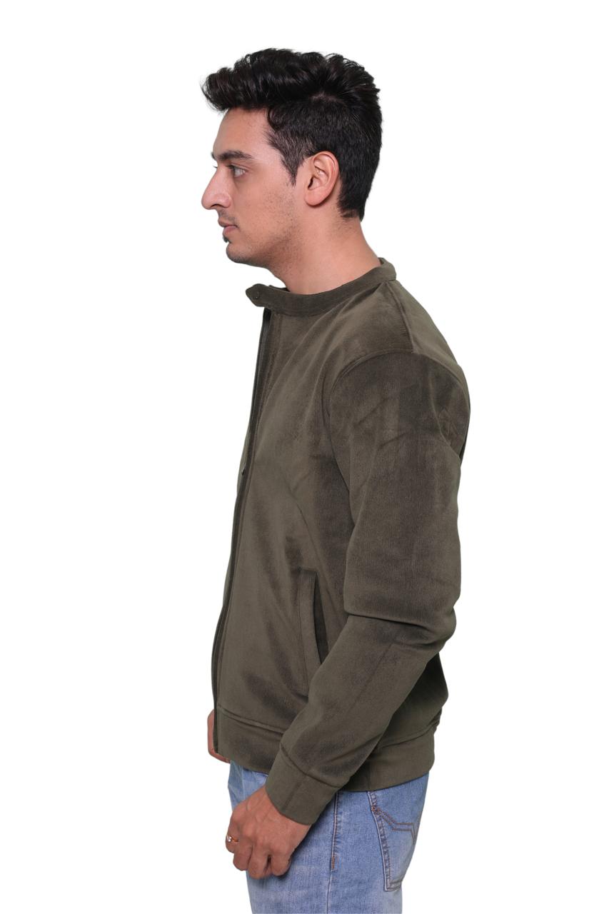 Suede Olive Green zipper jacket